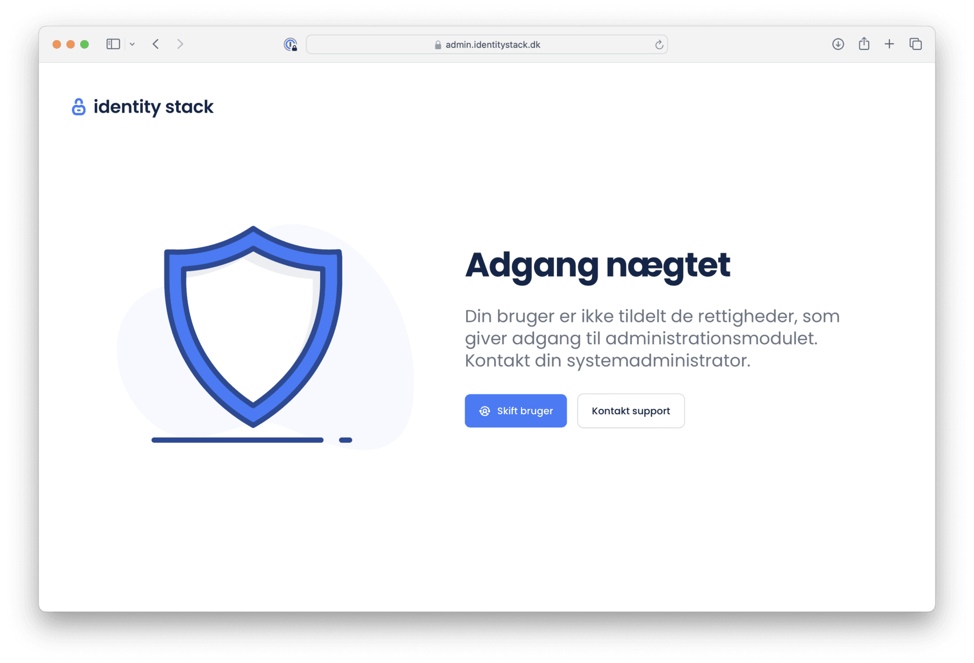 The Access denied screen in Identity Stack Admin