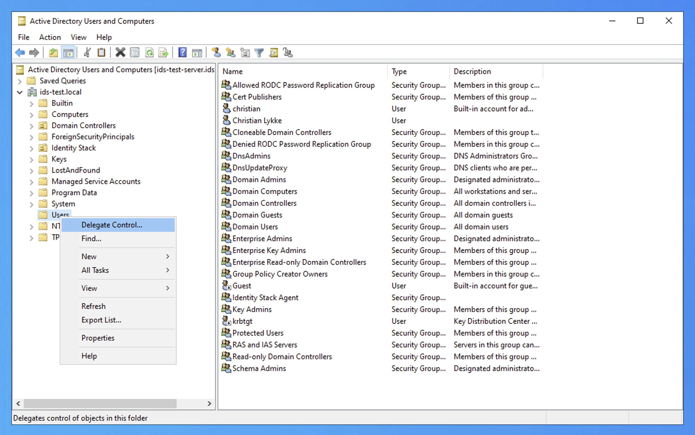 Delegate Control in Active Directory Users and Computers