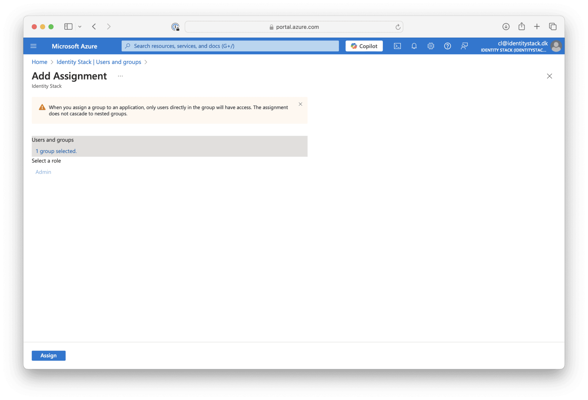 Assign the Admin role to a group