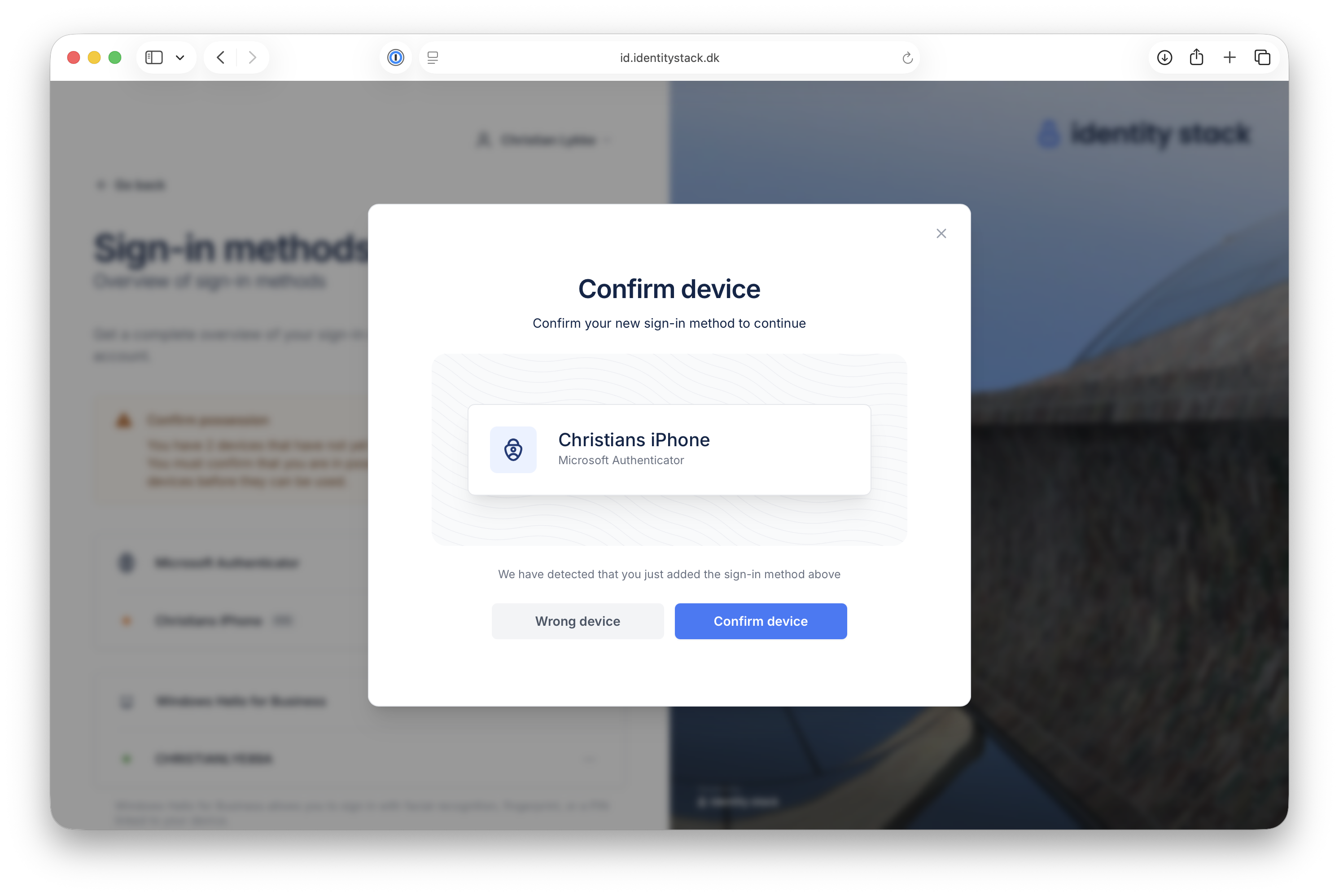 Confirm your new device
