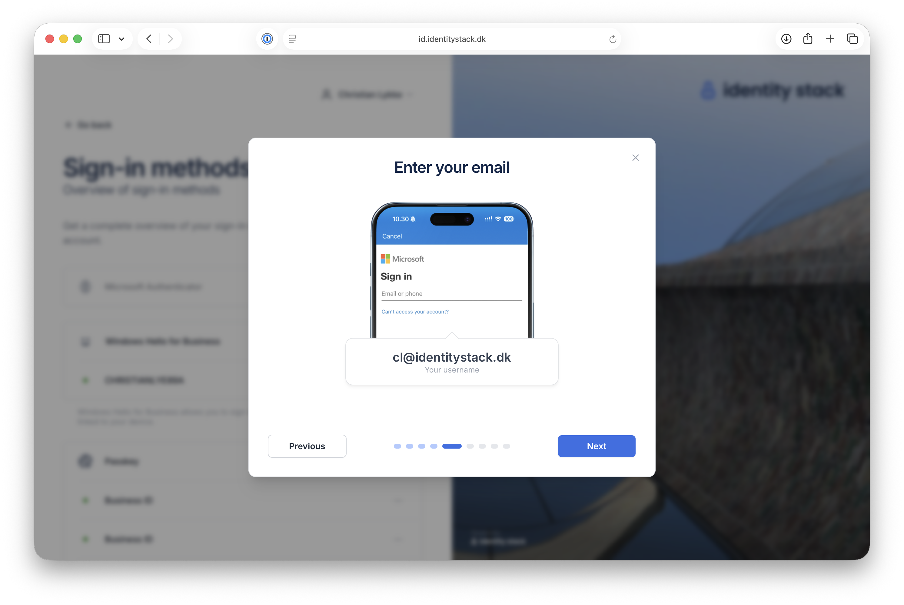 Enter your username in the app