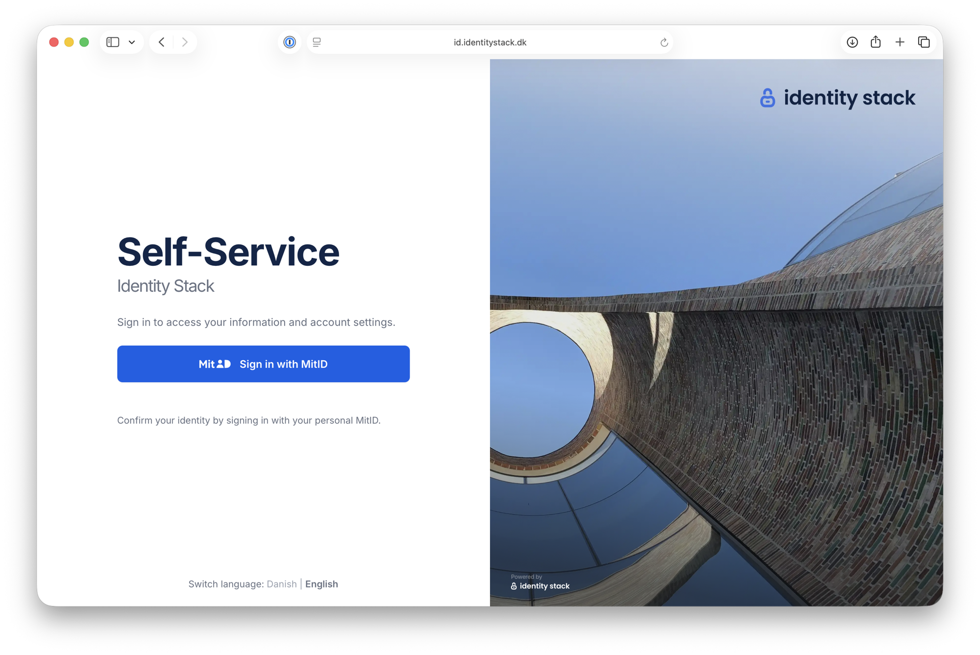 The BusinessID login page