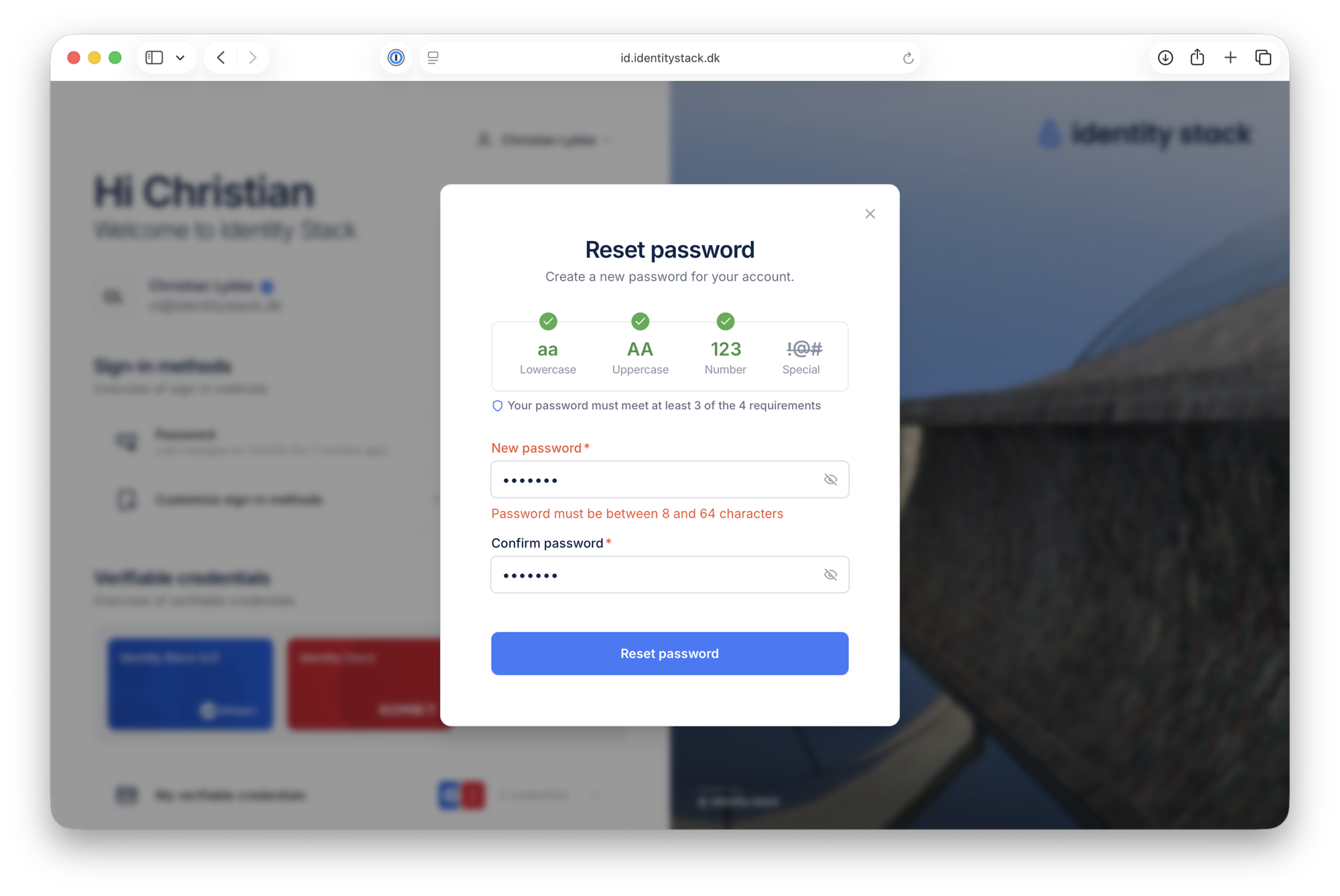 The password is too short