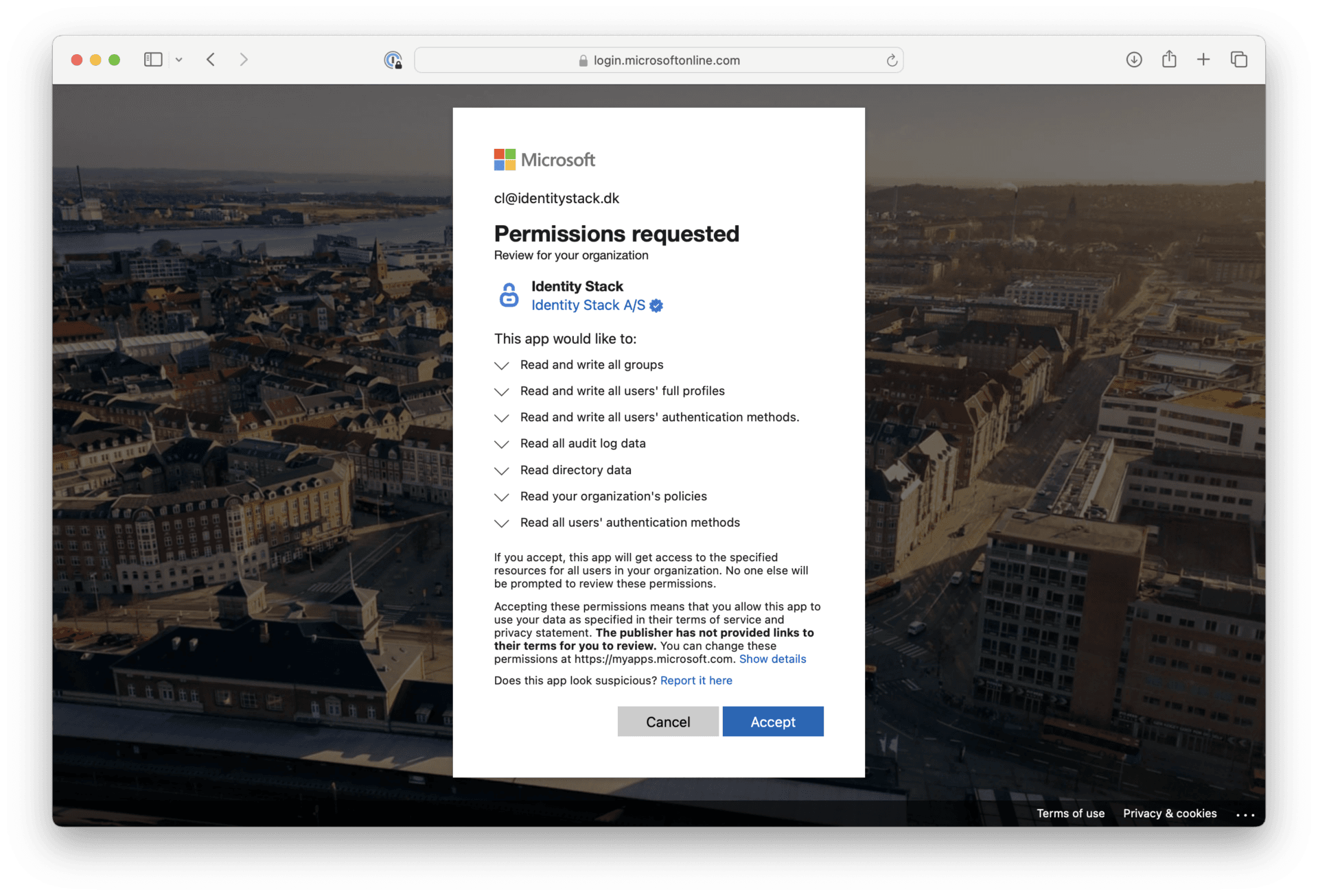 The granted permissions