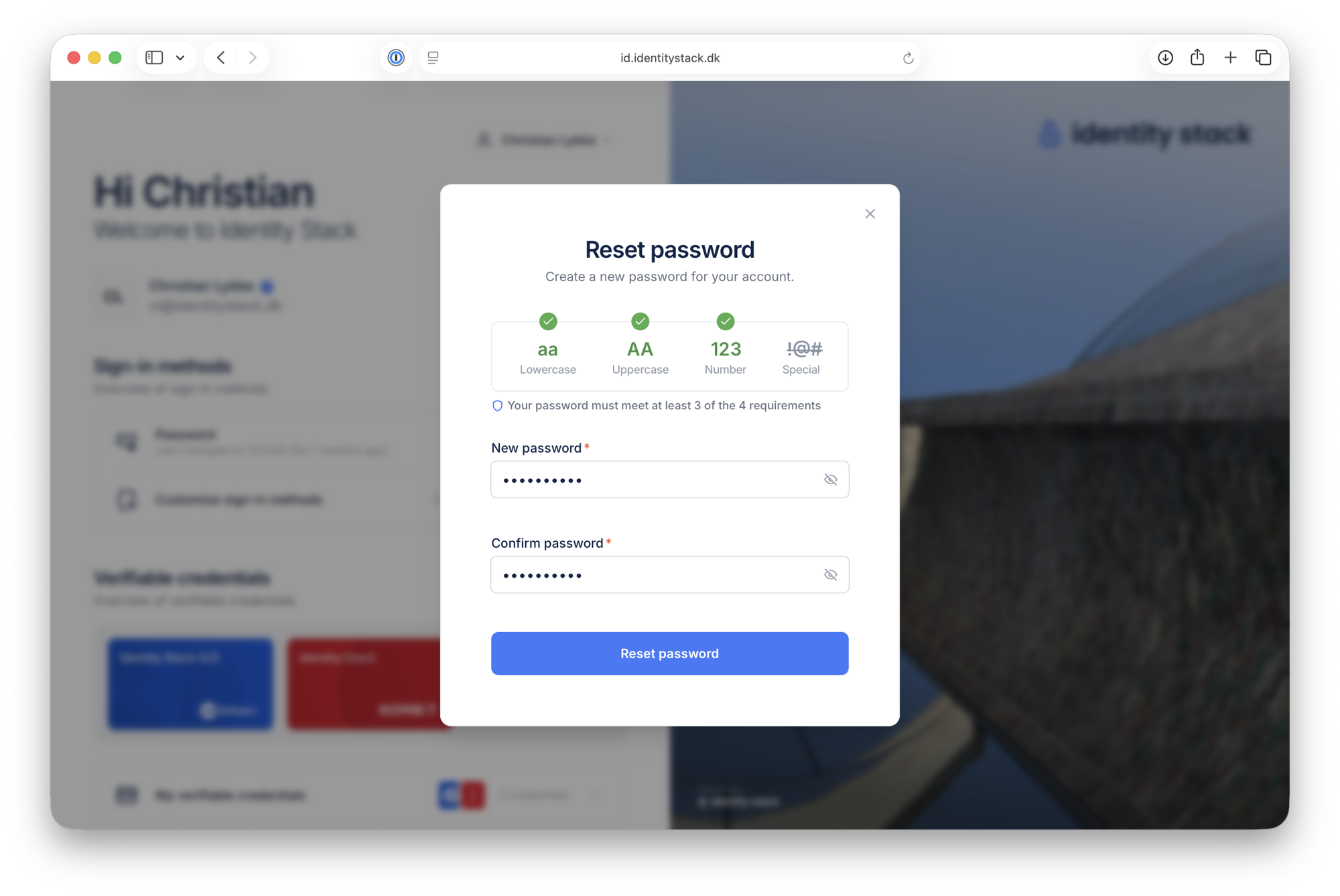 The password meets the requirements