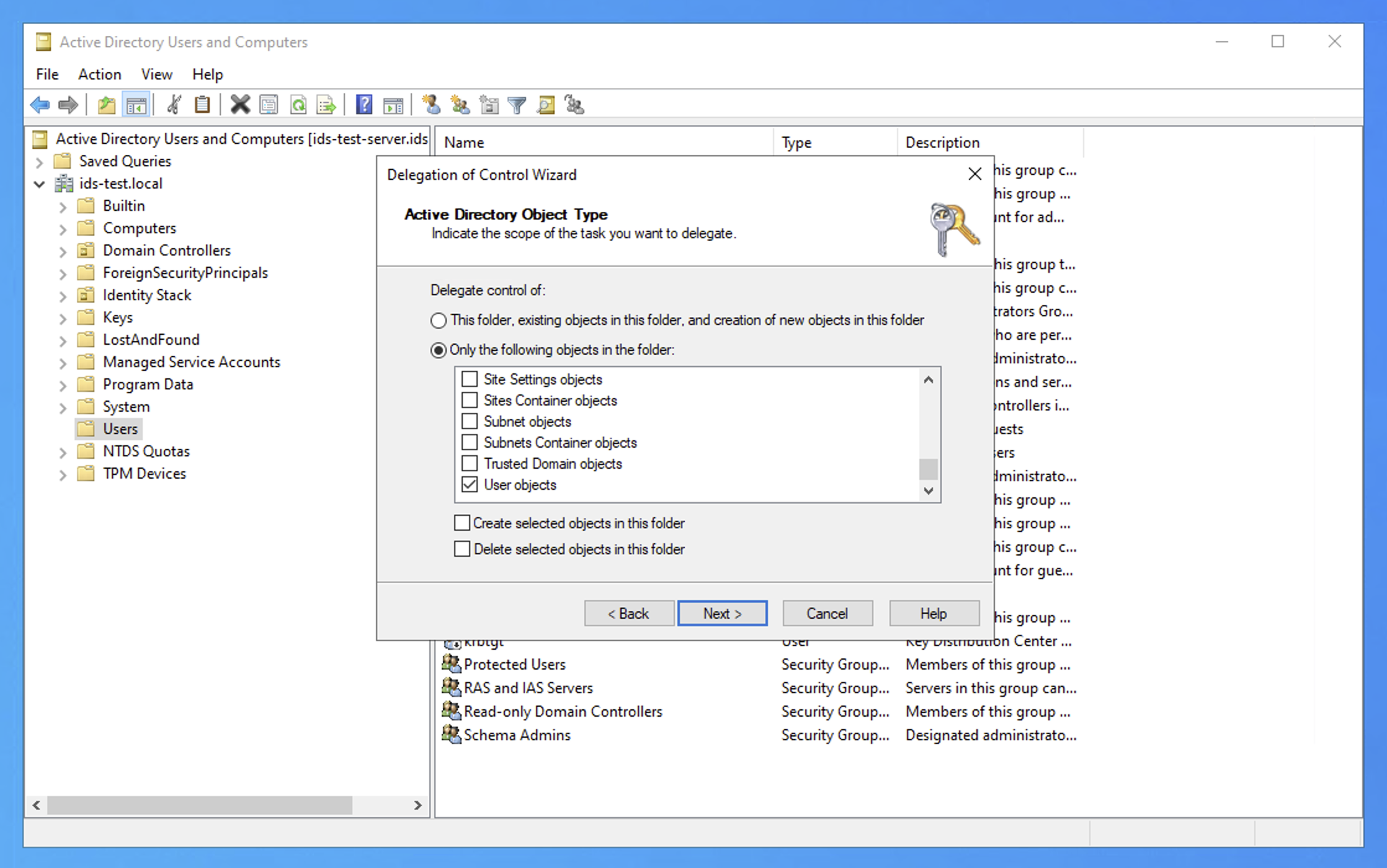 Select User objects