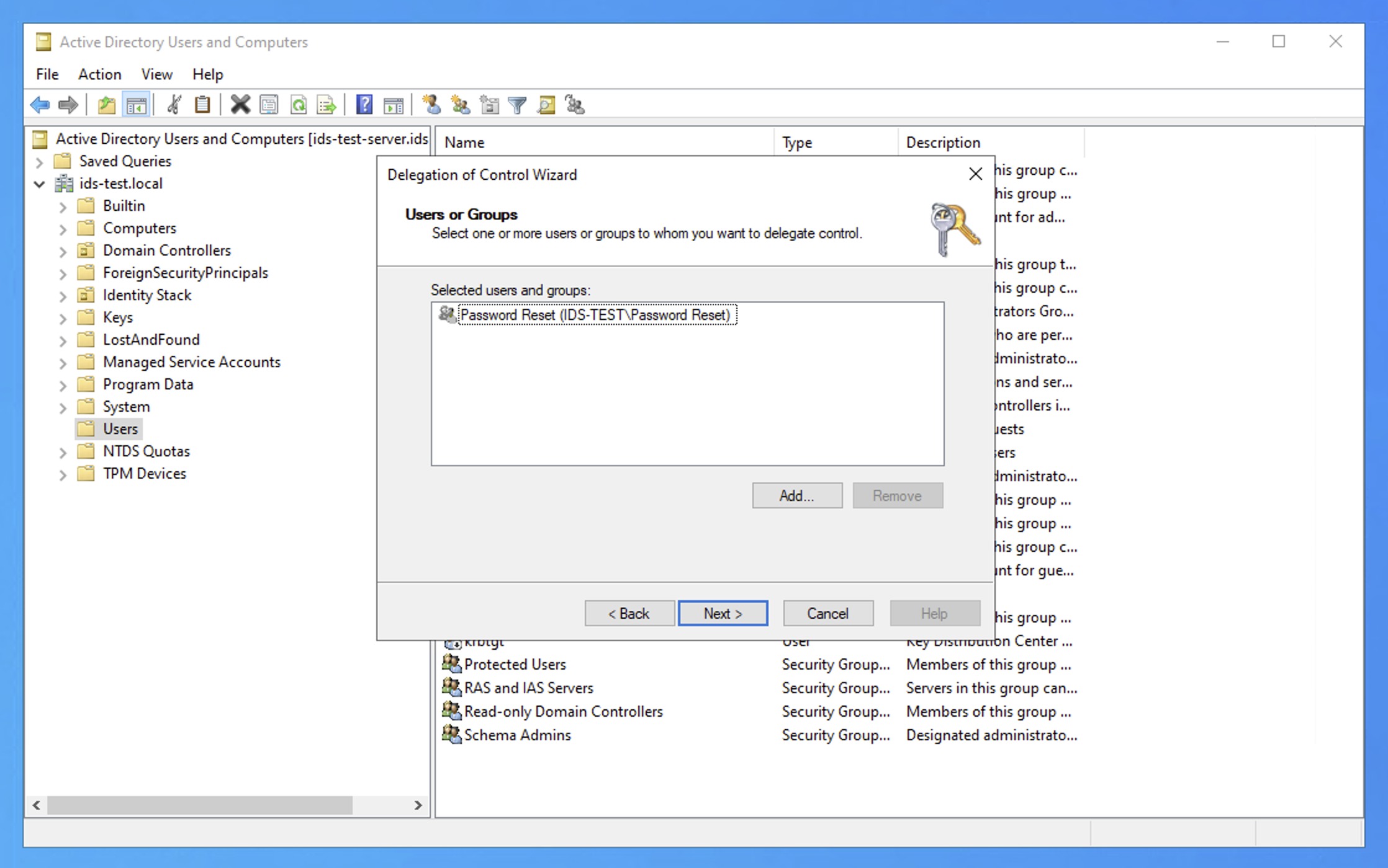 Select the security group